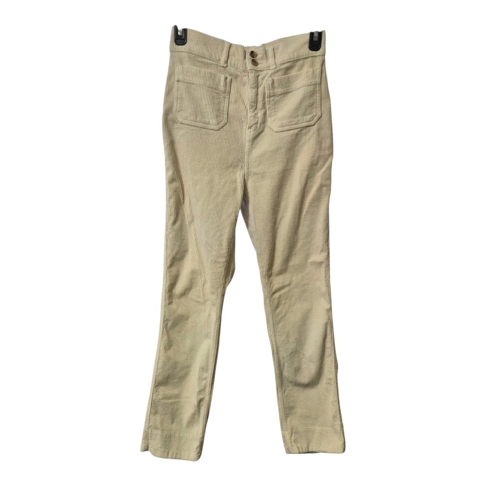 Faherty Corduroy Straight Leg Pants Women's Size 26 Cream Ivory High Rise